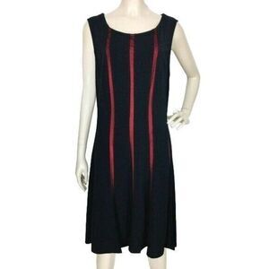 Vintage 90s Gothic Vampy Black and Red Contrast Jersey Knit Sleeveless Dress